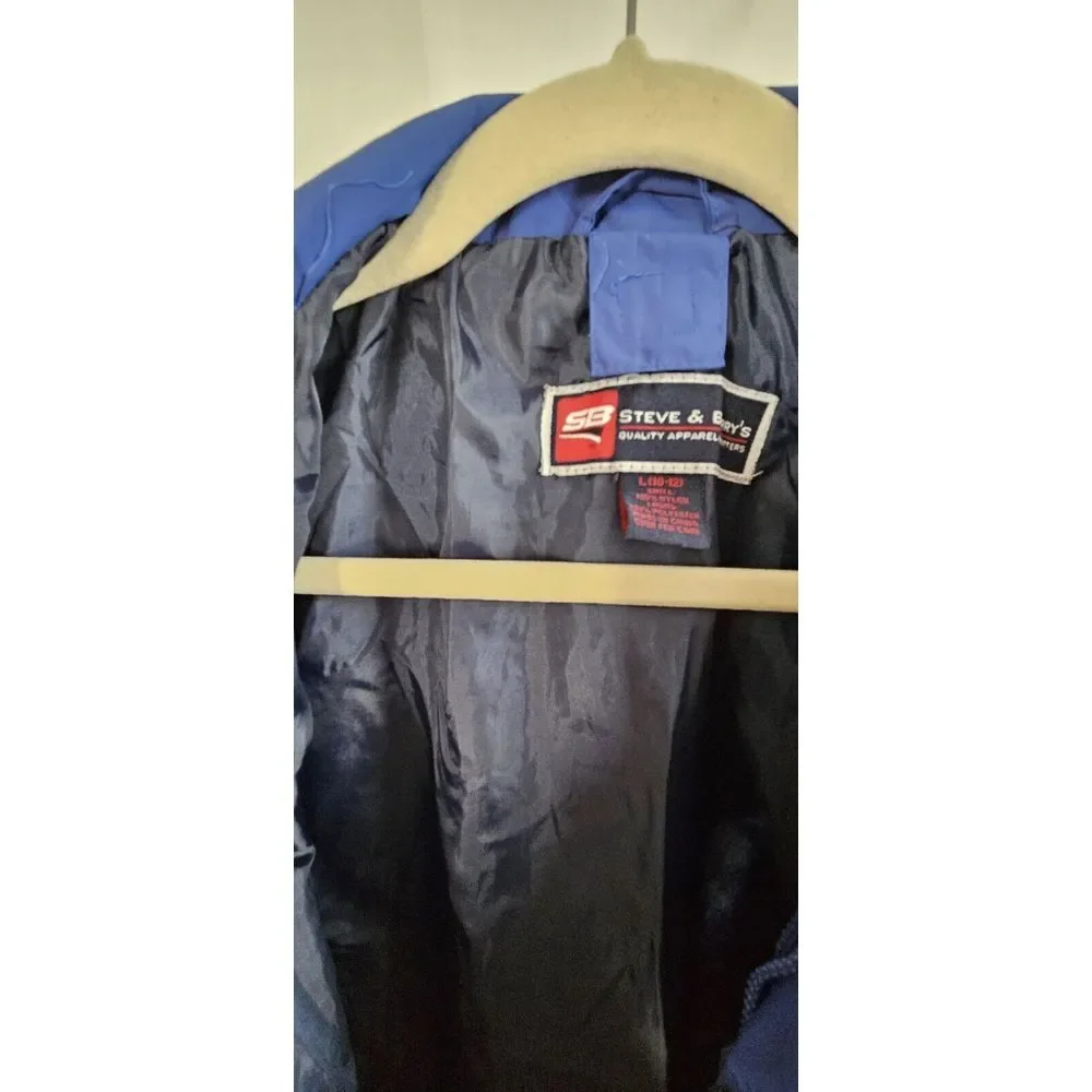 Steve & Barry boy Sz L(10/12) blue jacket lined  full zip‎ 100% Nylon